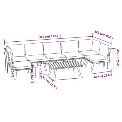 8-Delige Loungeset Met Kussens Massief Acaciahout 2x hoek + 4x midden + voetensteun + Tafel