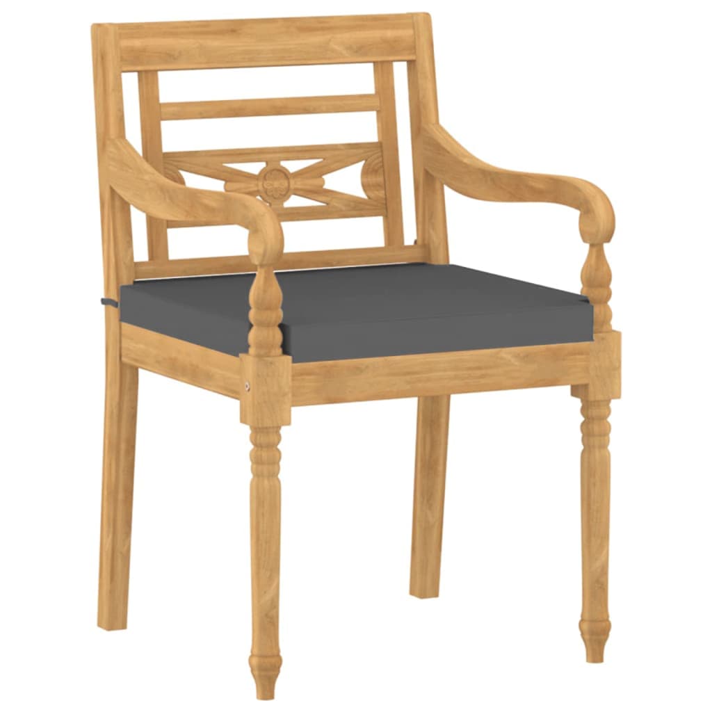 Stoelen Batavia 4 st met kussens massief teakhout
