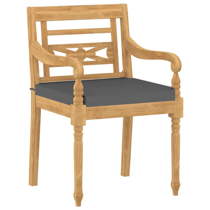 Stoelen Batavia 4 st met kussens massief teakhout