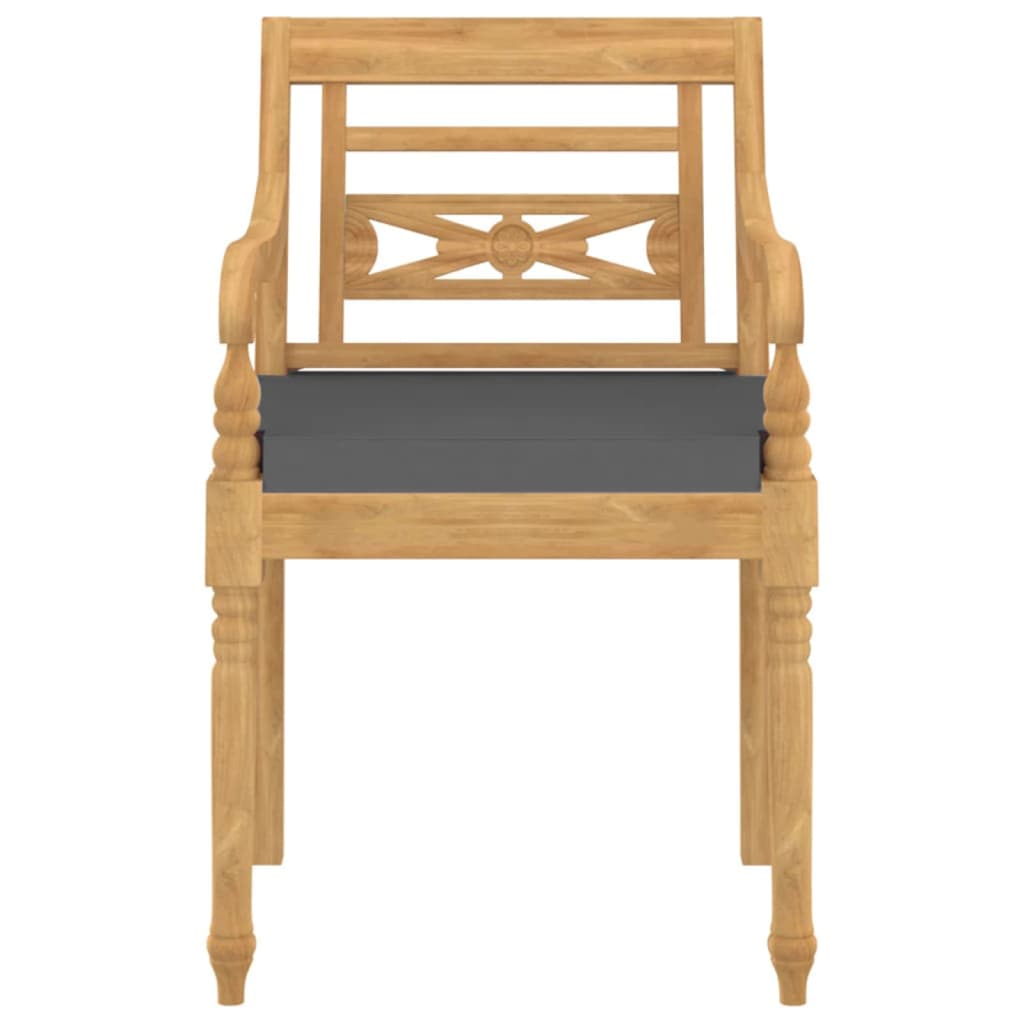 Stoelen Batavia 4 st met kussens massief teakhout