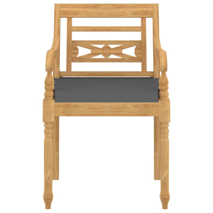 Stoelen Batavia 4 st met kussens massief teakhout