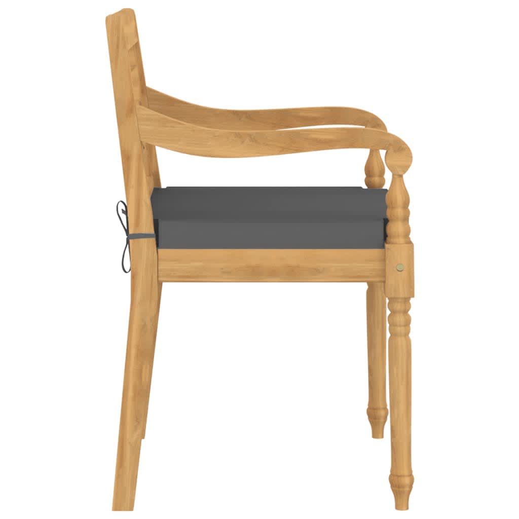 Stoelen Batavia 4 st met kussens massief teakhout
