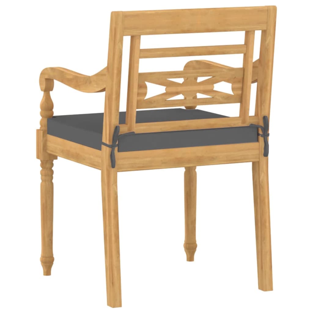 Stoelen Batavia 4 st met kussens massief teakhout