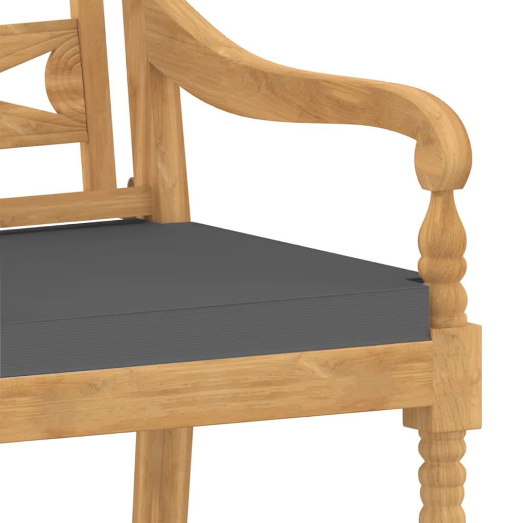 Stoelen Batavia 4 st met kussens massief teakhout