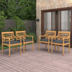 Teakhouten tuinstoelen 4 stuks met kussens