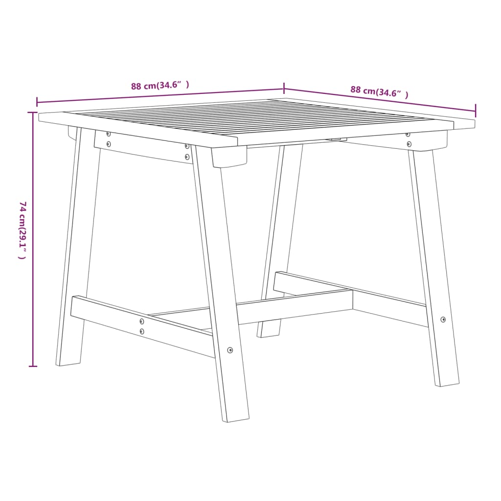 -Delige Tuinset Massief Acaciahout 3 88 cm tafellengte