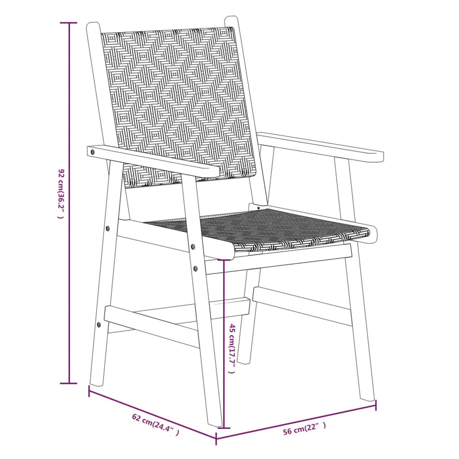 -Delige Tuinset Massief Acaciahout 5 88 cm tafellengte