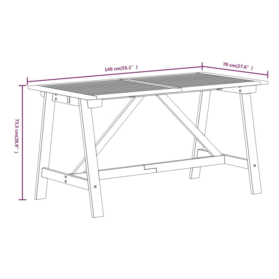 -Delige Tuinset Massief Acaciahout 5 140 cm tafellengte