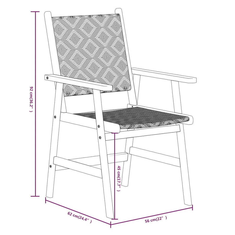 -Delige Tuinset Massief Acaciahout 5 140 cm tafellengte