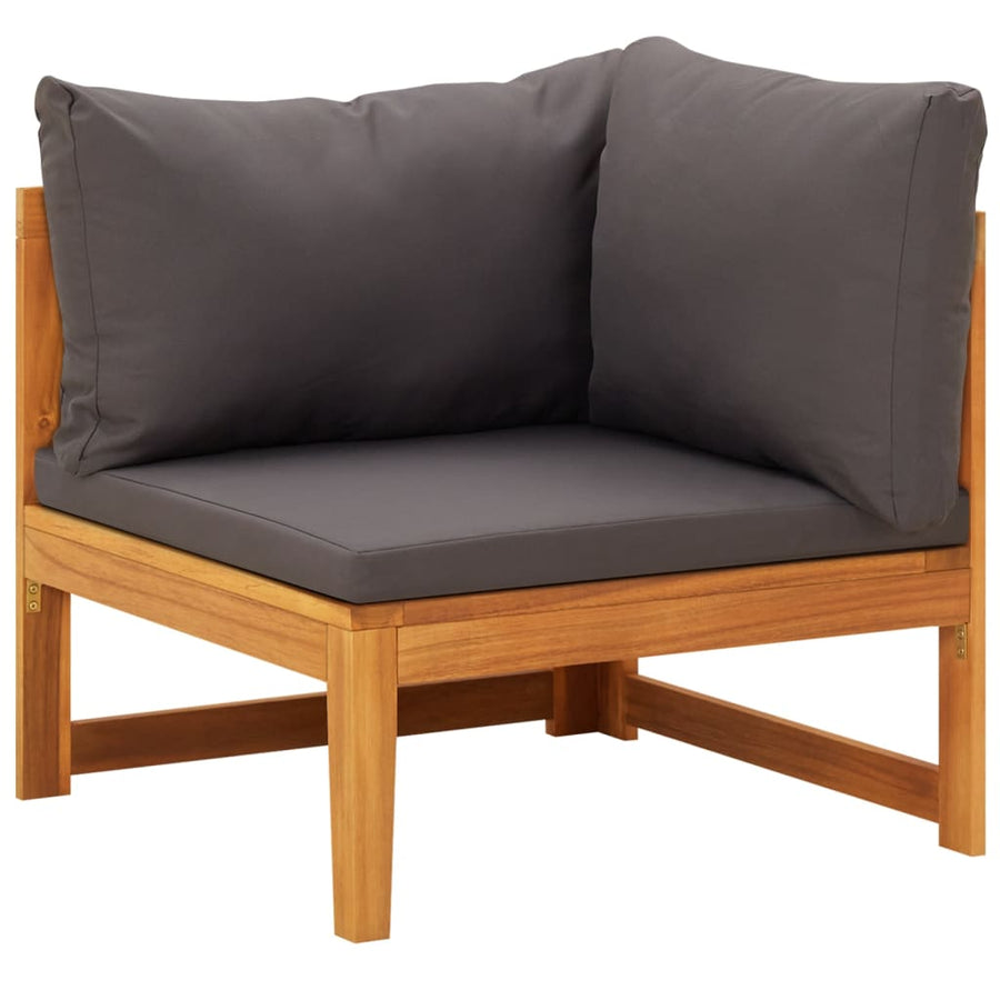 4-Delige Loungeset Met Donkergrijze Kussens Acaciahout Donkergrijs hoek + 2x Bank + Tafel