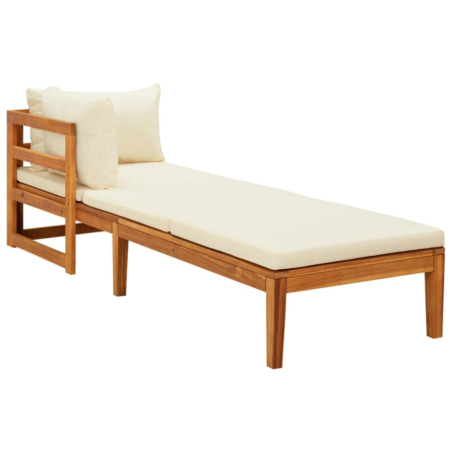 Ligstoelen 2 St Met Te Kussens Acaciahout Crèmewit 2x Ligbed