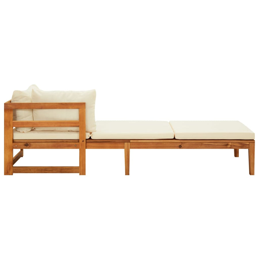 Ligstoelen 2 St Met Te Kussens Acaciahout Crèmewit 2x Ligbed