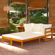 Ligstoelen 2 st acaciahout crèmewit
