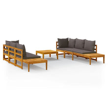 5-Delige Loungeset Met Donkergrijze Kussens Acaciahout 1 Donkergrijs 2x hoek + 2x Bank + Tafel