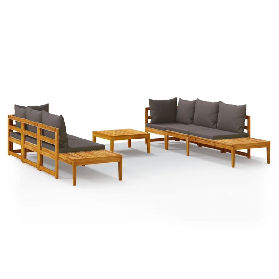 5-Delige Loungeset Met Donkergrijze Kussens Acaciahout 1 Donkergrijs 2x hoek + 2x Bank + Tafel