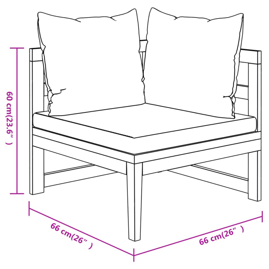 4-Delige Loungeset Met Donkergrijze Kussens Acaciahout 1 Donkergrijs 2x hoek + Bank + Tafel