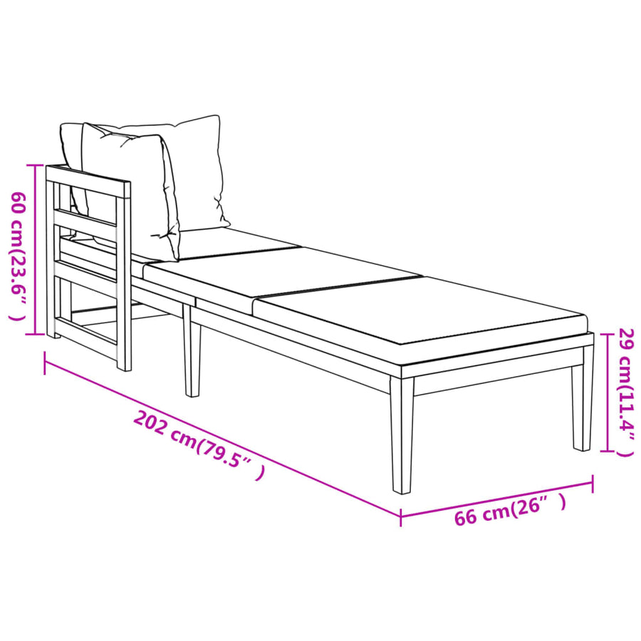 3-Delige Loungeset Met Te Kussens Acaciahout 1 Crèmewit hoek + Ligbed + Tafel