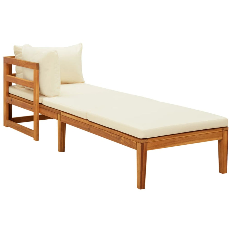3-Delige Loungeset Met Te Kussens Acaciahout 1 Crèmewit hoek + Ligbed + Tafel
