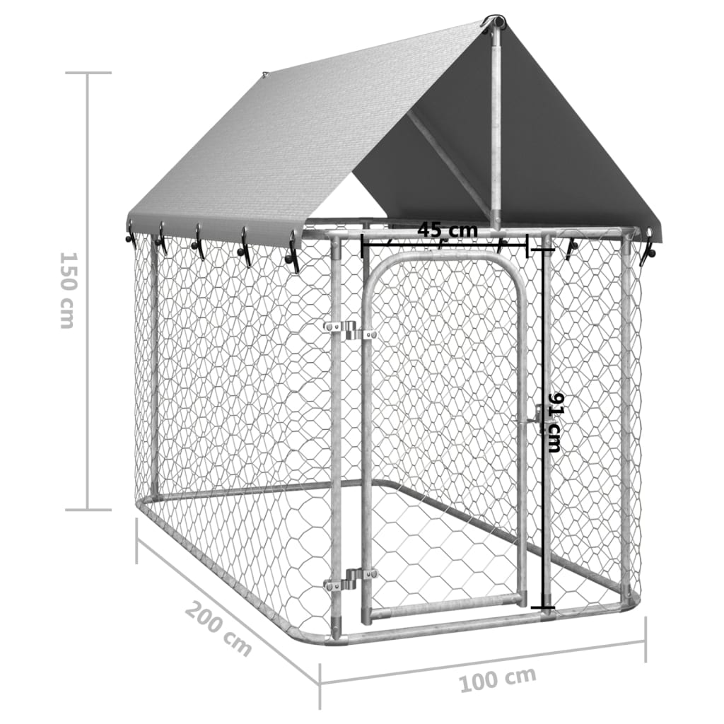 Hondenkennel voor buiten met dak 200x100x150 cm 200 x 100 x 150 cm