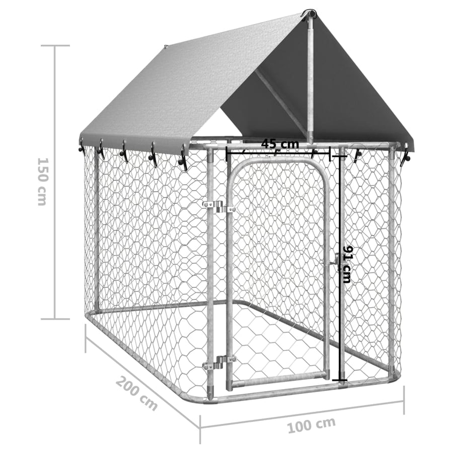Hondenkennel voor buiten met dak 200x100x150 cm 200 x 100 x 150 cm