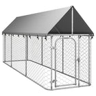 Hondenkennel buiten 400x100x150 cm met dak zilver