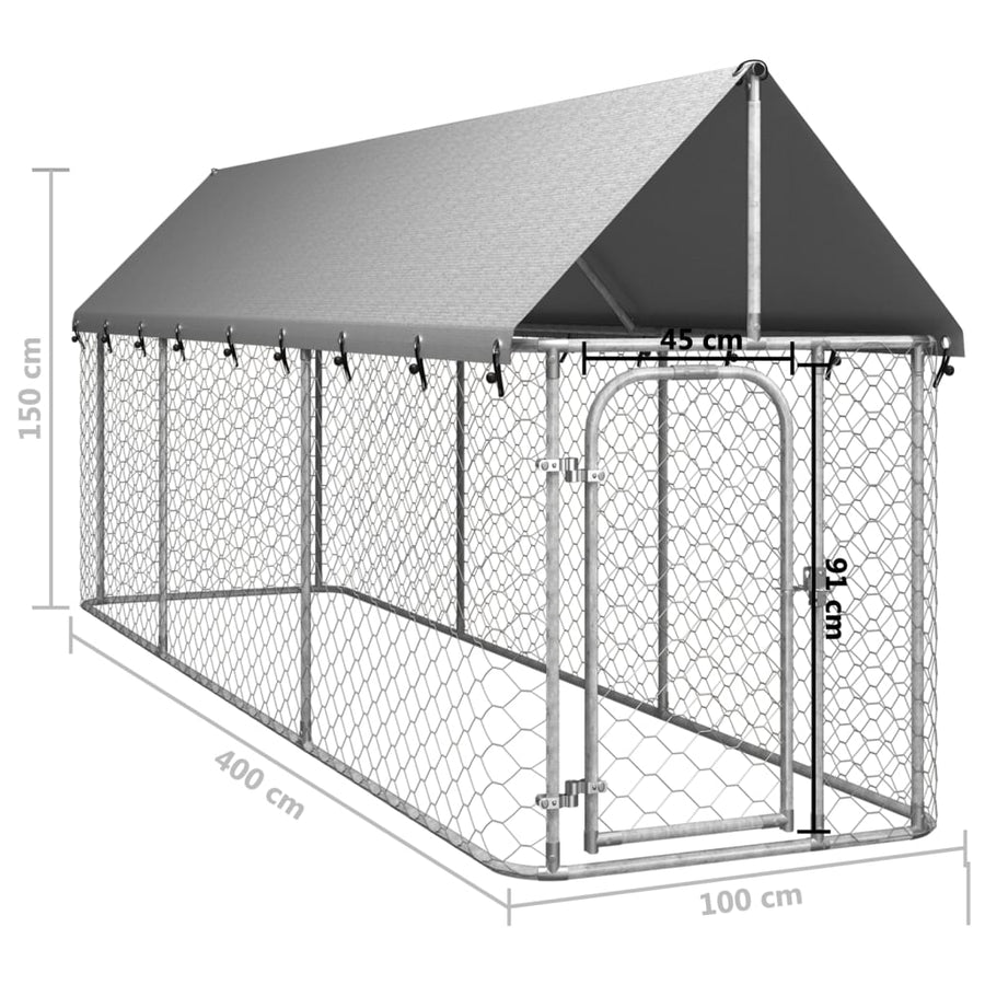 Hondenkennel voor buiten met dak 400x100x150 cm 400 x 100 x 150 cm