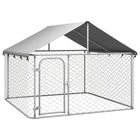 Hondenkennel buiten 200x200x150 cm met dak zilver
