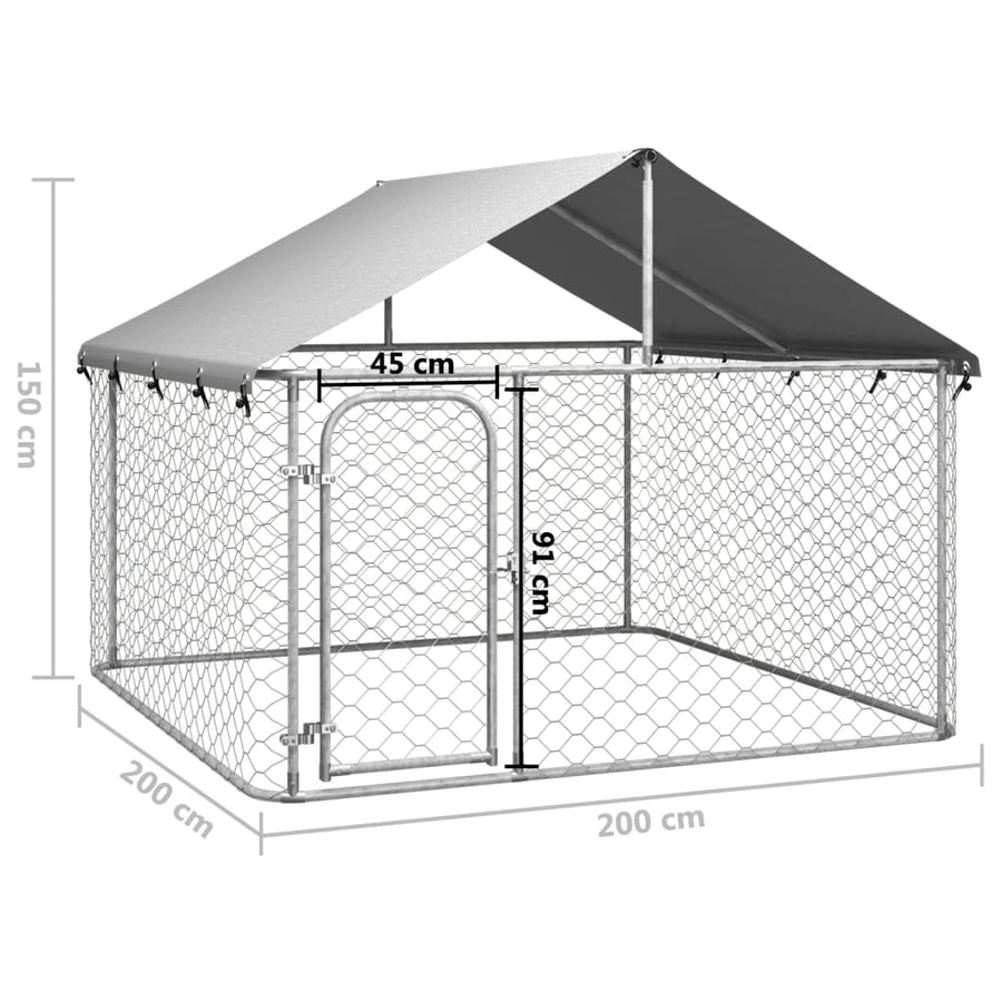 Hondenkennel voor buiten met dak 200x200x150 cm 200 x 200 x 150 cm
