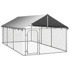 Hondenkennel buiten met dak 400x200x150 cm zilver