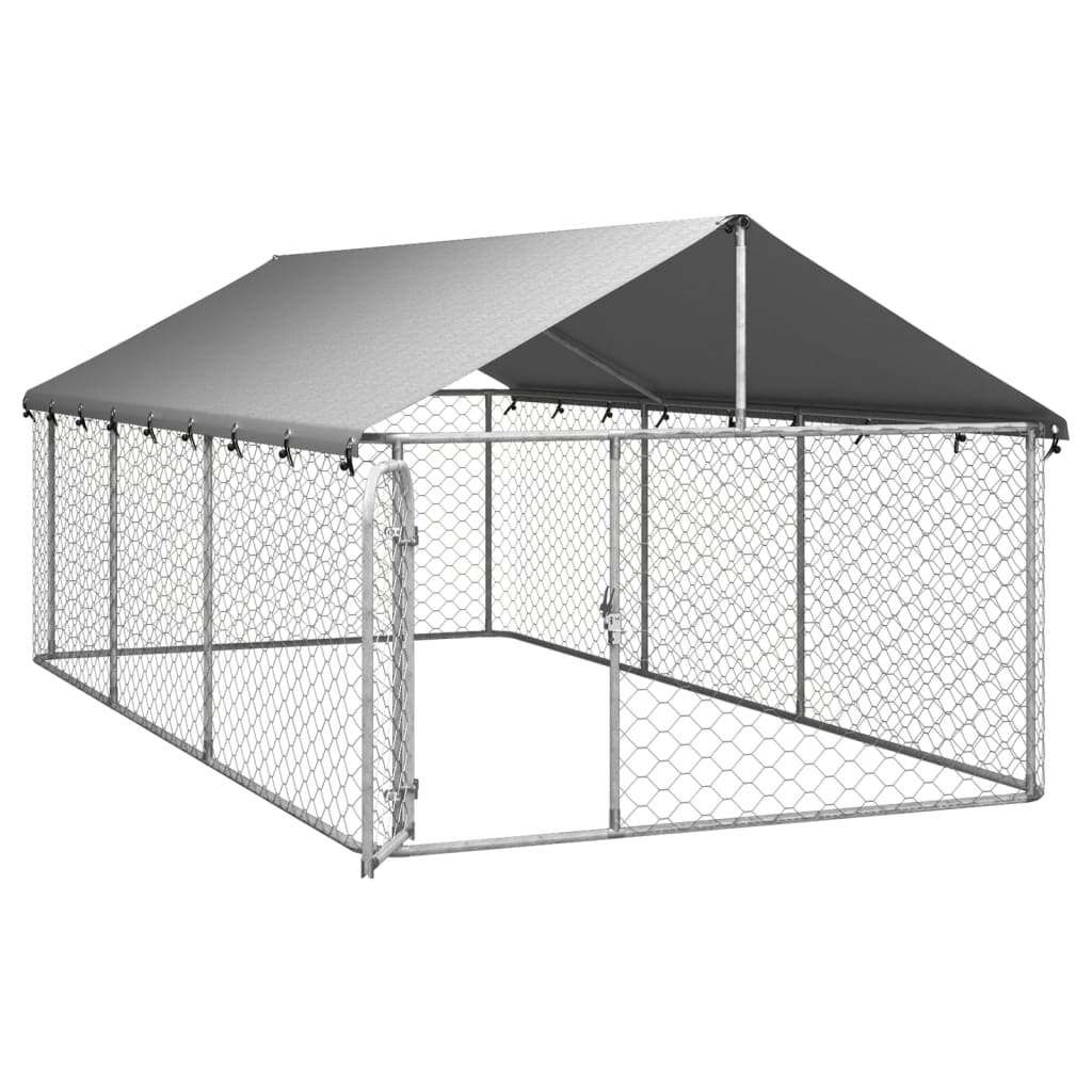 Hondenkennel voor buiten met dak 400x200x150 cm 400 x 200 x 150 cm
