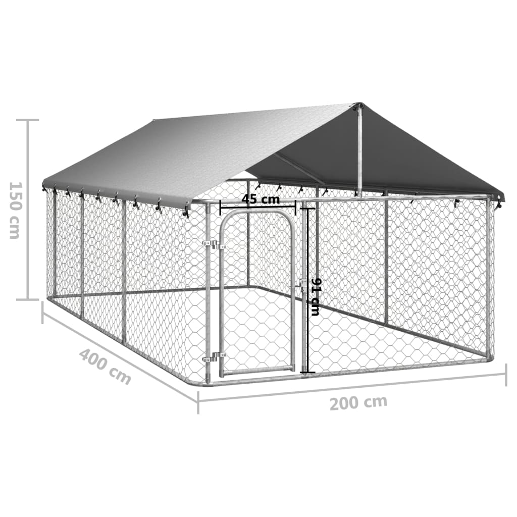 Hondenkennel voor buiten met dak 400x200x150 cm 400 x 200 x 150 cm
