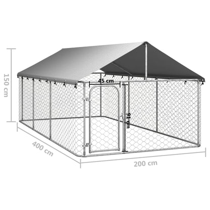 Hondenkennel voor buiten met dak 400x200x150 cm 400 x 200 x 150 cm