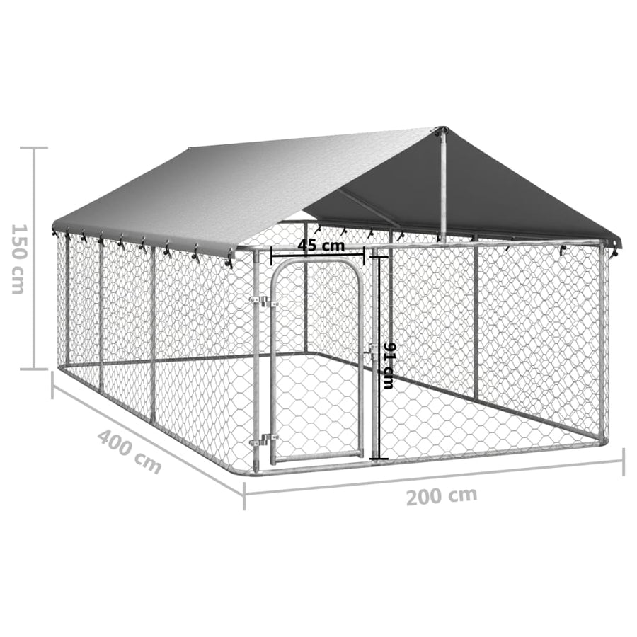 Hondenkennel voor buiten met dak 400x200x150 cm 400 x 200 x 150 cm