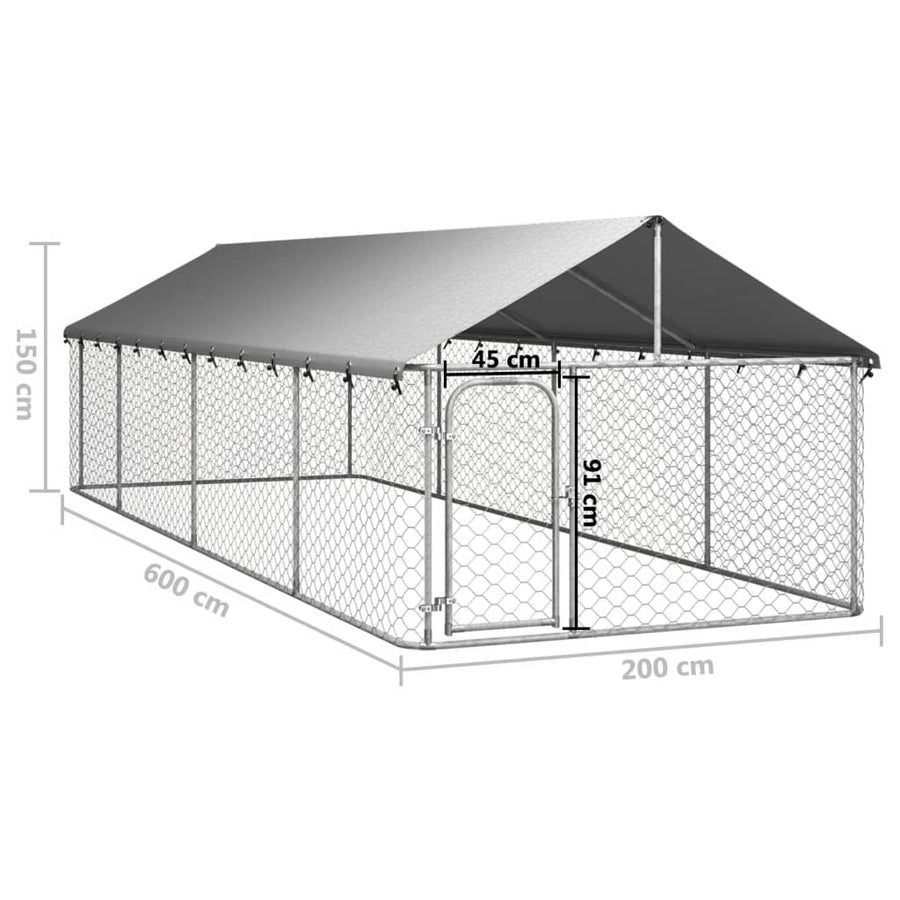 Hondenkennel voor buiten met dak 600x200x150 cm 600 x 200 x 150 cm