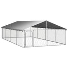 Hondenkennel buiten 600x300x150 cm met dak zilver