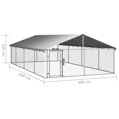 Hondenkennel voor buiten met dak 600x300x150 cm 600 x 300 x 150 cm