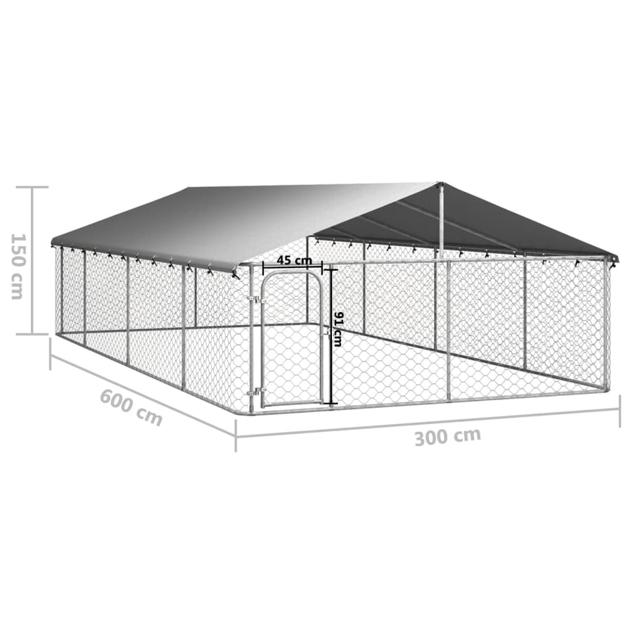 Hondenkennel voor buiten met dak 600x300x150 cm 600 x 300 x 150 cm