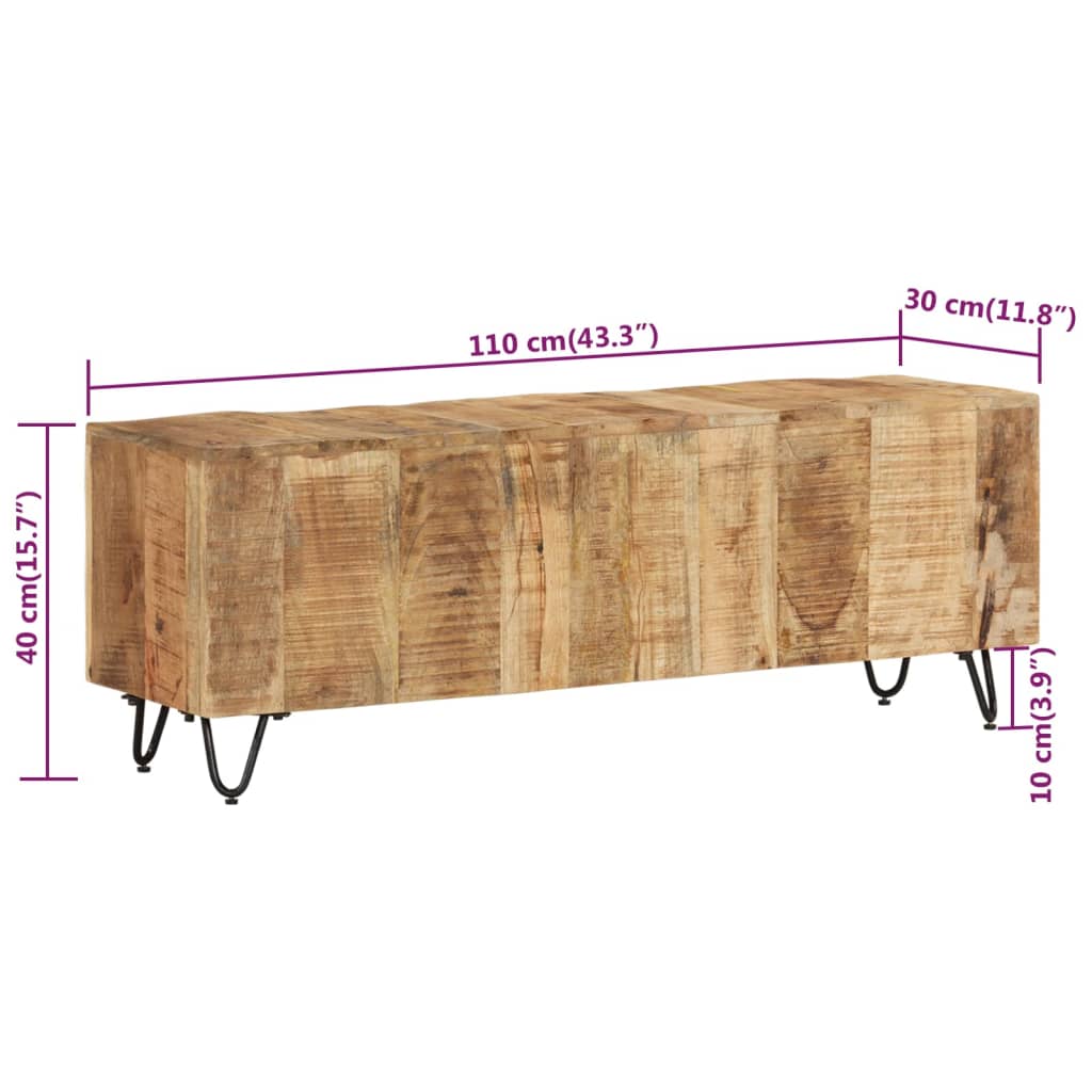 Tv-meubel 110x30x40 cm massief mangohout