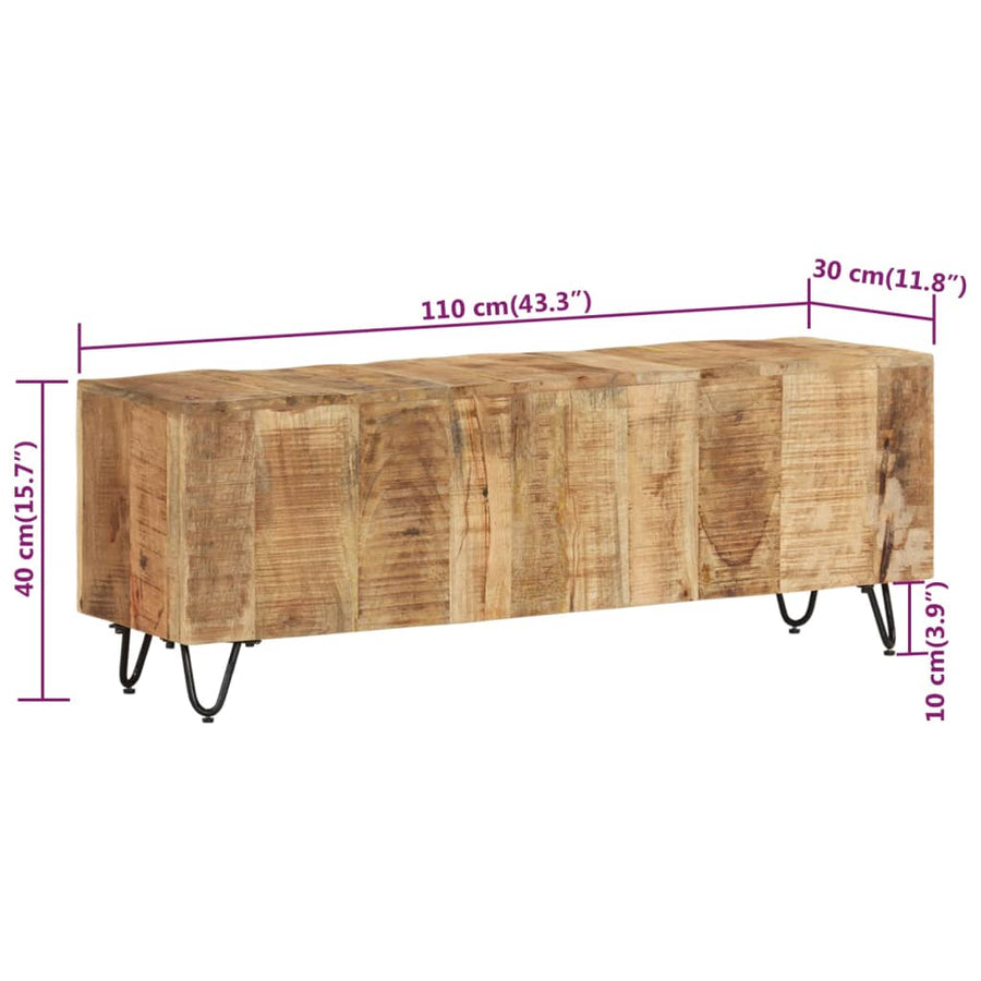Tv-meubel 110x30x40 cm massief mangohout