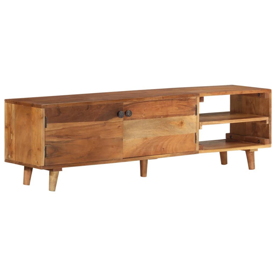 Tv-meubel 140x30x40 cm massief acaciahout met hongingafwerking