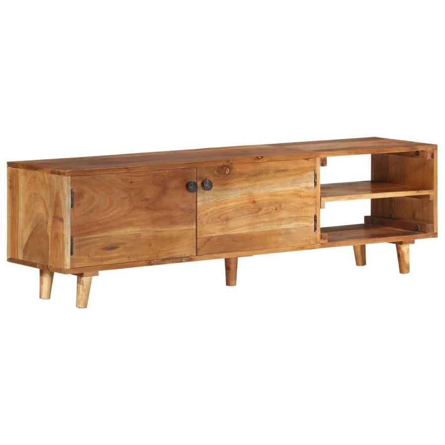 Tv-meubel 140x30x40 cm massief acaciahout met hongingafwerking