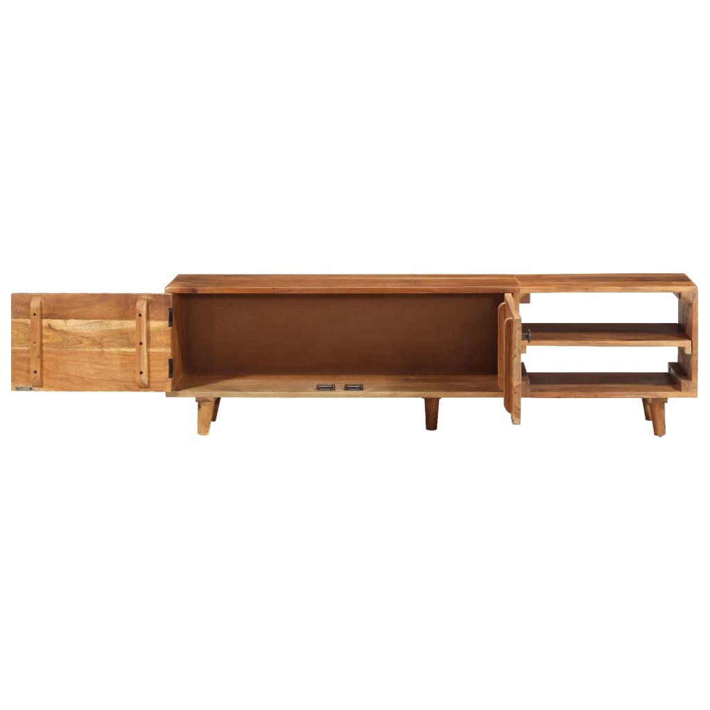 Tv-meubel 140x30x40 cm massief acaciahout met hongingafwerking