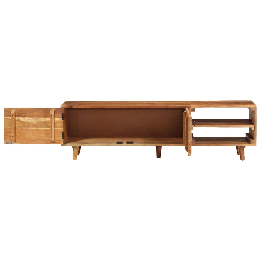 Tv-meubel 140x30x40 cm massief acaciahout met hongingafwerking
