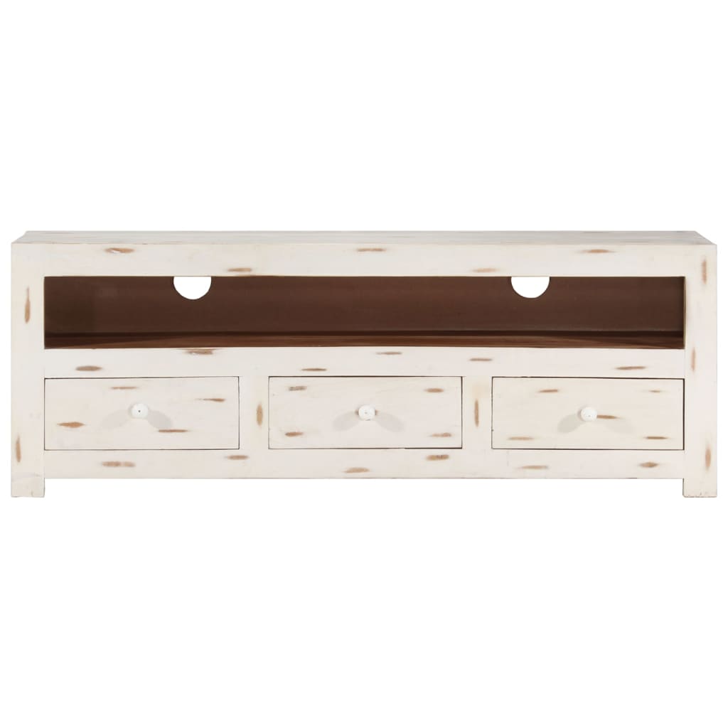 Tv-Meubel 0X30X40 Cm Massief Acaciahout Wit