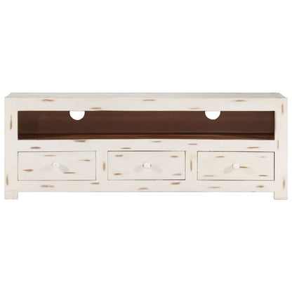 Tv-Meubel 0X30X40 Cm Massief Acaciahout Wit