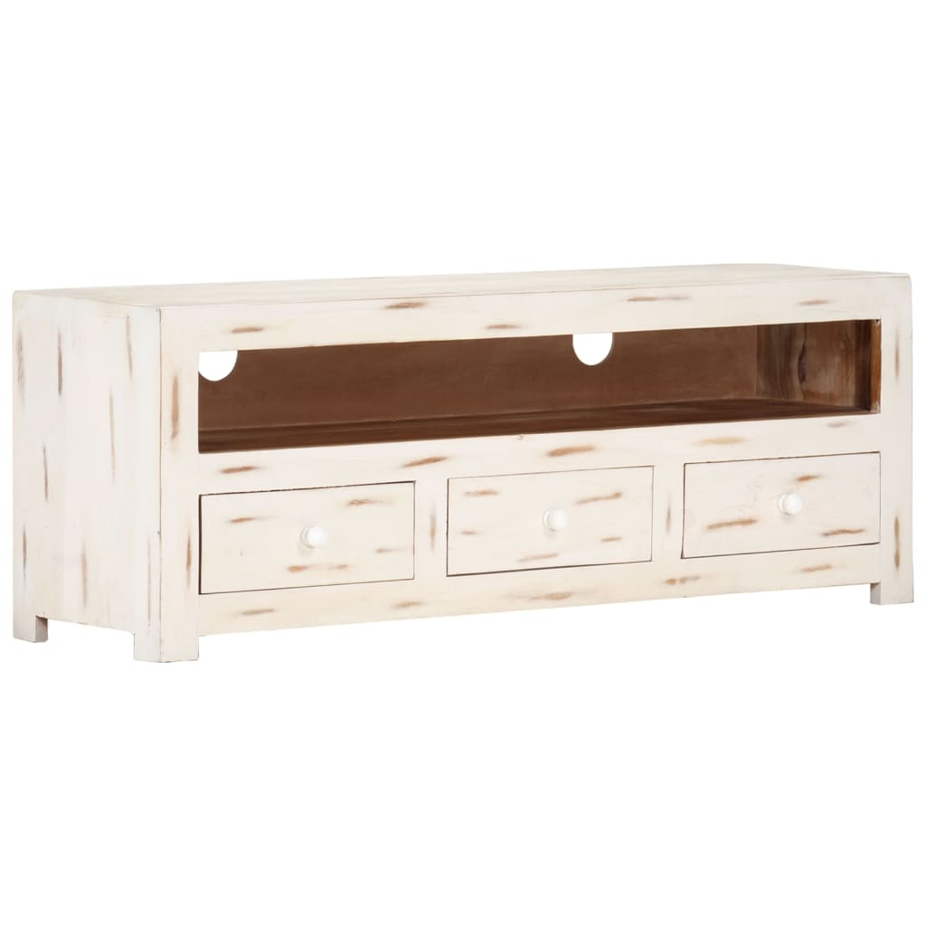 Tv-Meubel 0X30X40 Cm Massief Acaciahout Wit