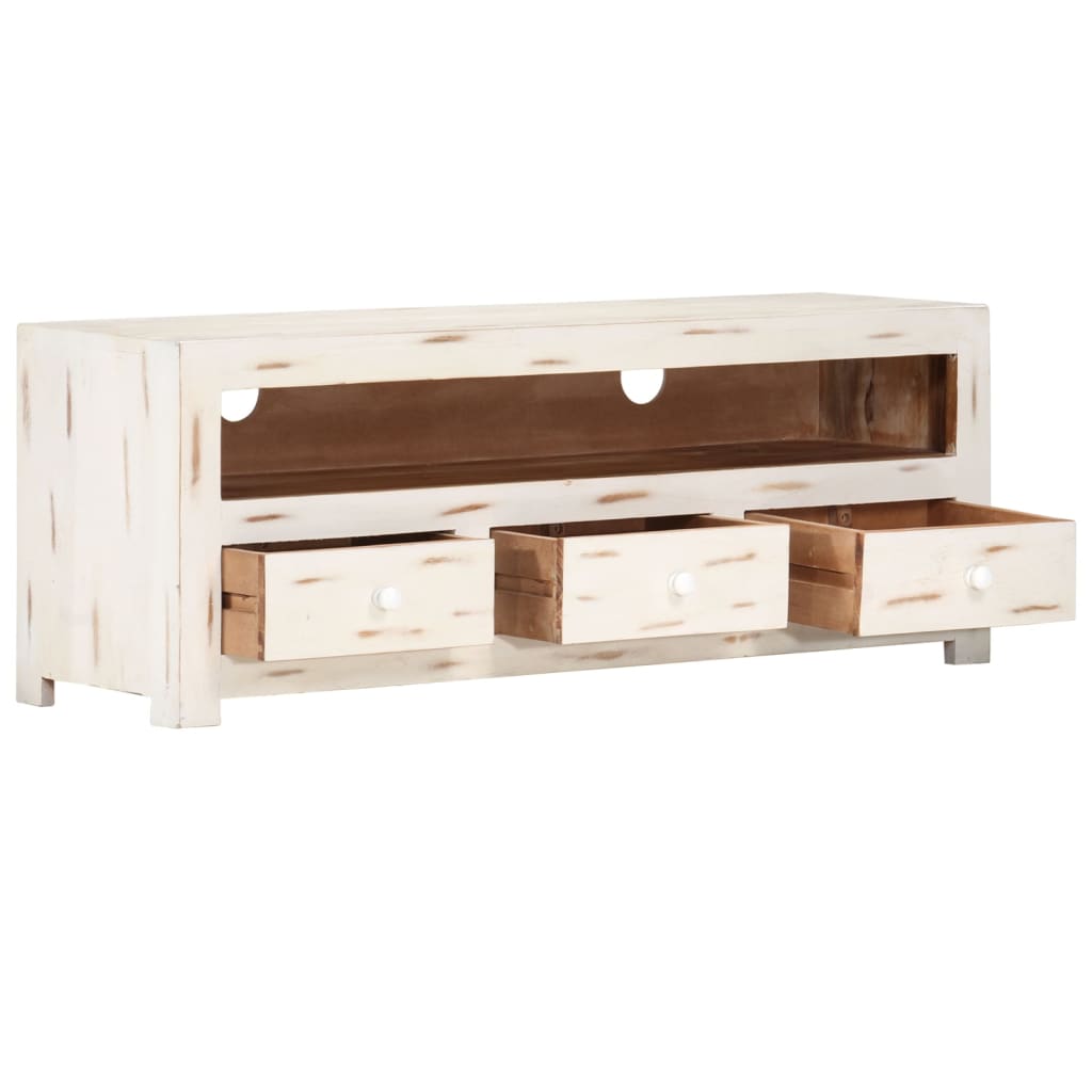 Tv-Meubel 0X30X40 Cm Massief Acaciahout Wit