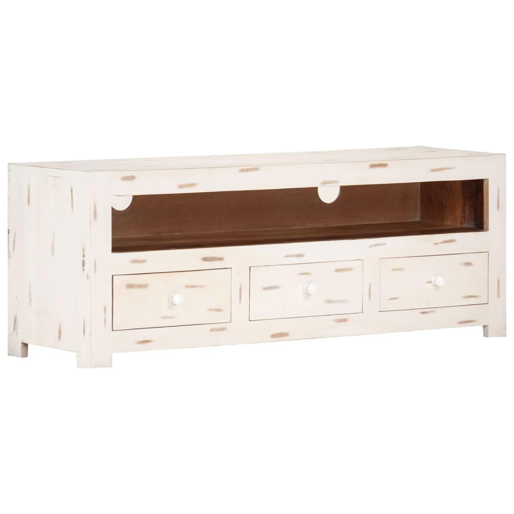 Tv-Meubel 0X30X40 Cm Massief Acaciahout Wit