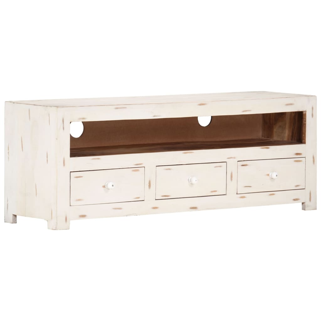 Tv-Meubel 0X30X40 Cm Massief Acaciahout Wit