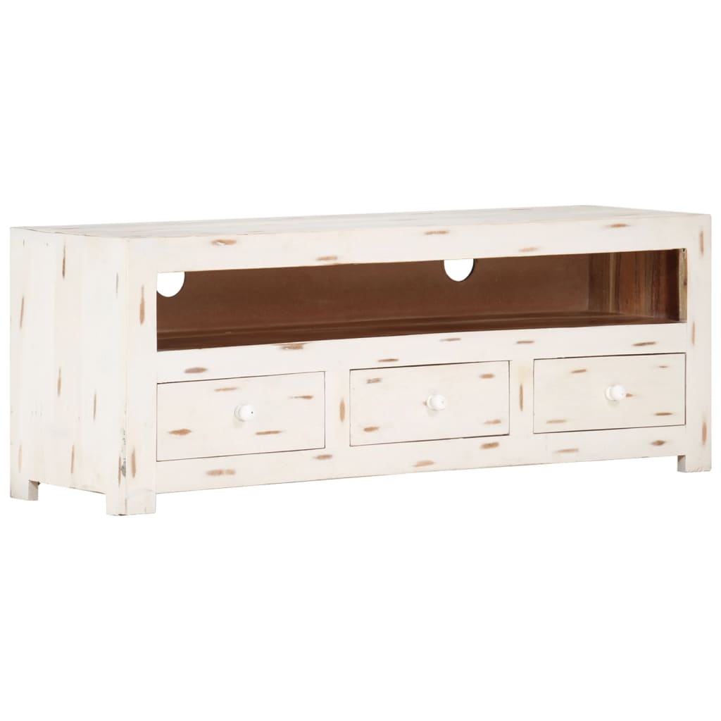 Tv-Meubel 0X30X40 Cm Massief Acaciahout Wit